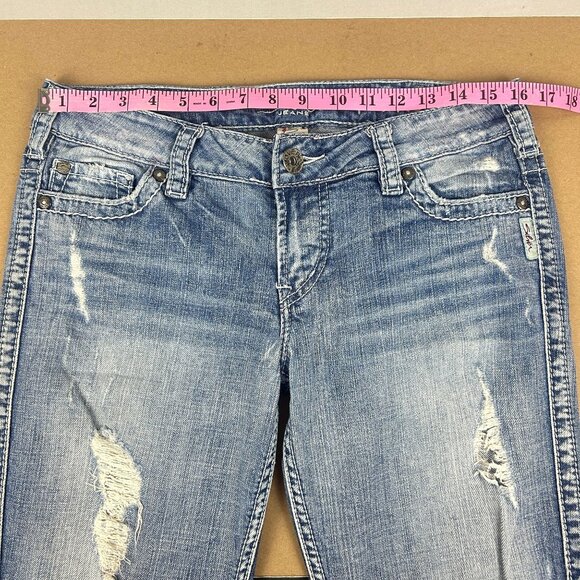 Silver Jeans Frances 18" Bootcut Distressed Jeans Womens W30/L31 Blue - Picture 5 of 10